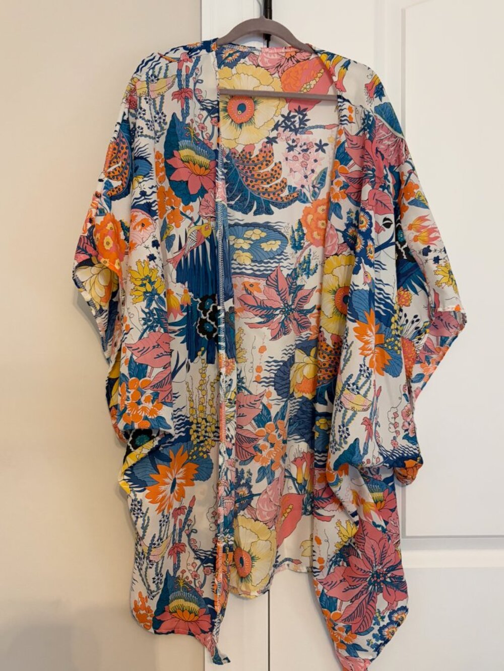 Boho Floral Kimono Cardigan | Size S | Multicolor Botanical Wrap